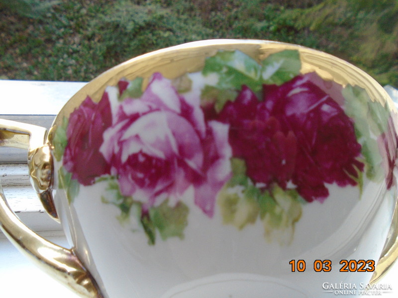 Altwien Empire Látványos rózsa mintás, opulensen aranyozott,kézzel számozott talpas cukortartó