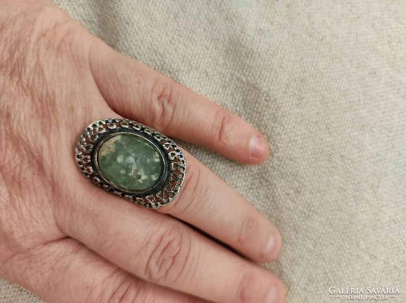 Israeli silver ring with Roman glass
