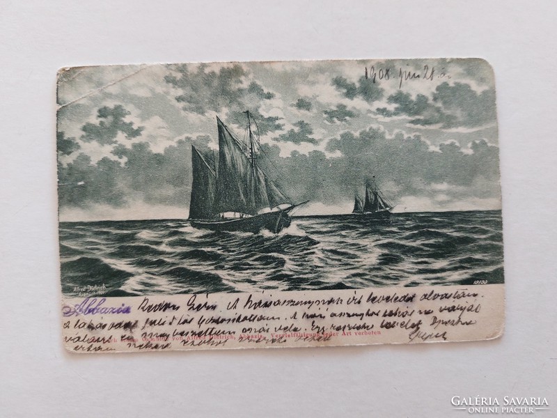 Régi képeslap 1908 levelezőlap hajók tenger