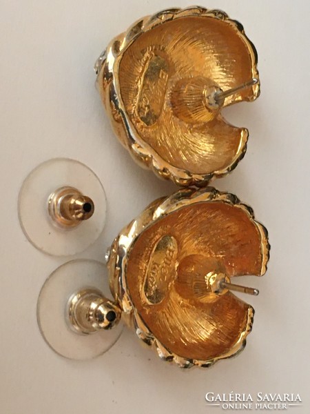 Ellen kiam marked earrings - gilded heart, with fake 