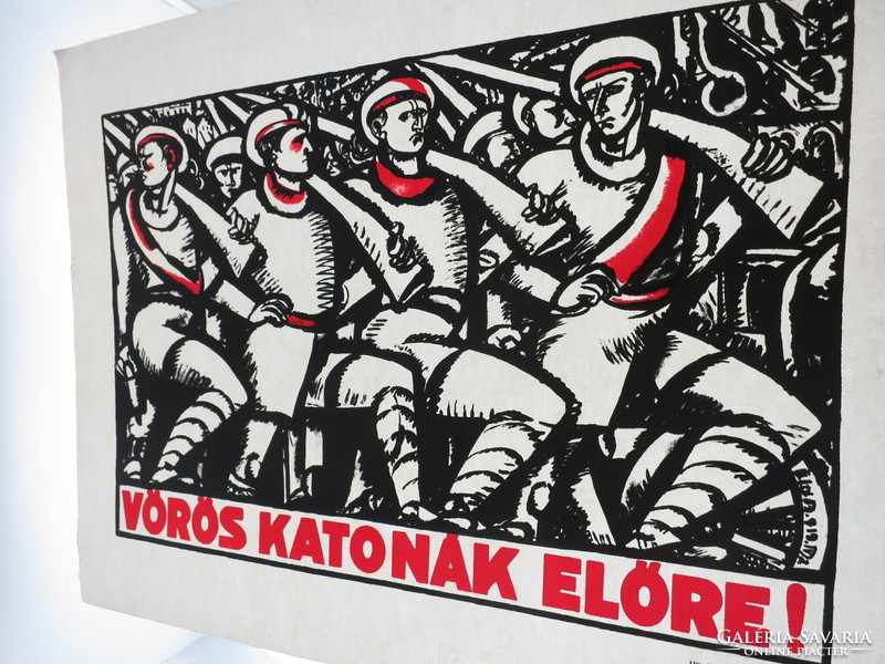 Béla Uitz (1887-1972): red soldiers forward! - Screen print of the Pest workshop