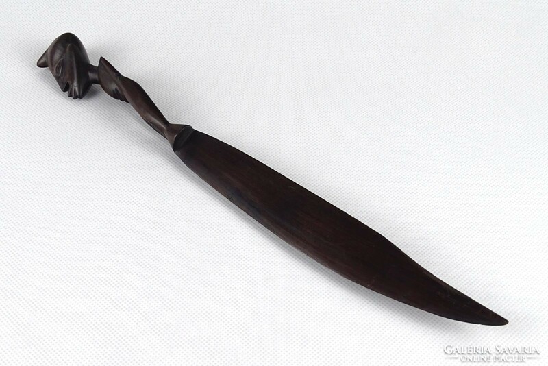 1I473 Faragott néger fejes férfi alakos levélnyitó kés 33.5 cm