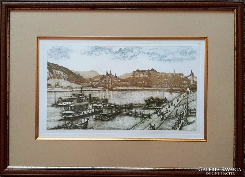 Gaal domokos, Budapest etching 1915, with certificate of originality!