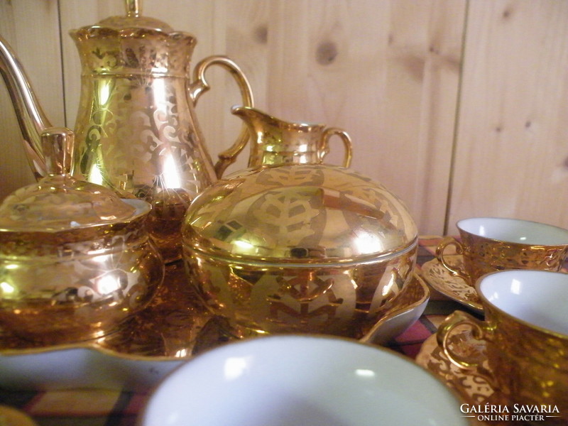 Old tk thun (Czechoslovakia) richly gilt, marked, hand painted, 6 r. Porcelain coffee set