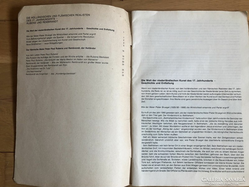 1974 A 1-edition book / booklet in German on the works of Rubens Rembrandt