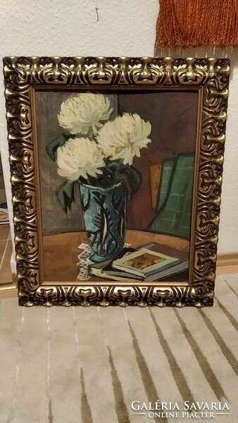 Chrysanthemum gorka l. In a vase, signed {f13}