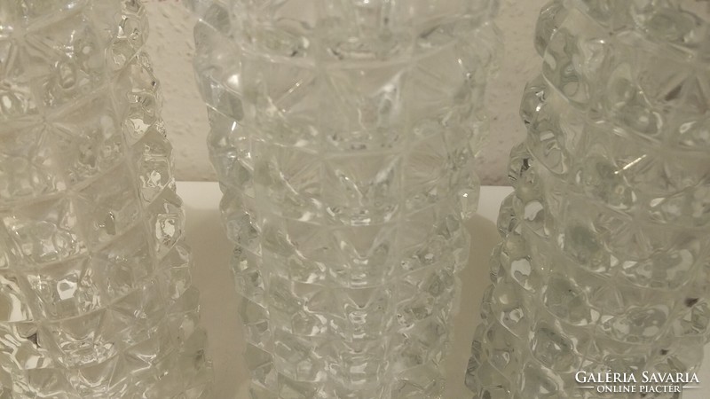Old, retro cast, polished glass vase, cylindrical shape