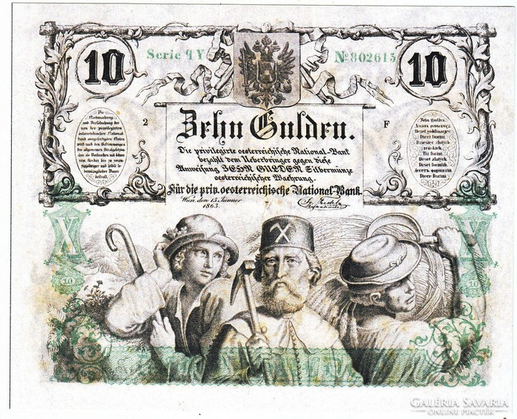 Ausztria 10 Osztrák-Magyar gulden1863 REPLIKA  UNC