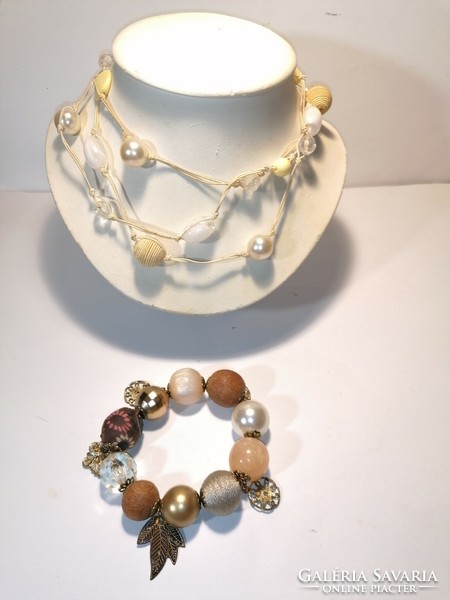 Mixed pearl necklace and bracelet (598)