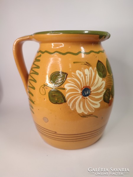 Hand-painted flower-patterned folk earthenware silke pot