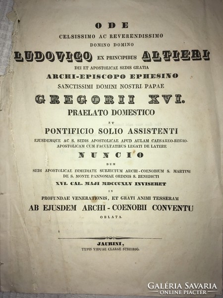 /1865/Ludovico Ex Principibus Altieri... Archi- Episcopo Ephisino, Gregorii 16.