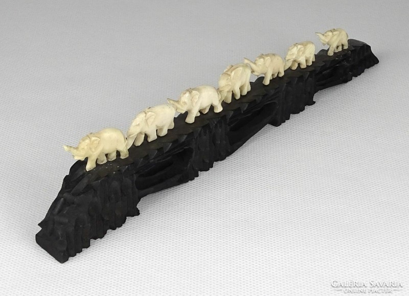 1L984 carved bone marching herd of elephants 22 cm