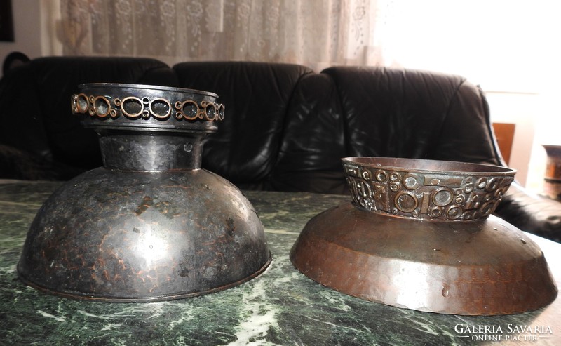 Pair of industrial red copper / bronze table centerpieces - Szilágy Ildíko