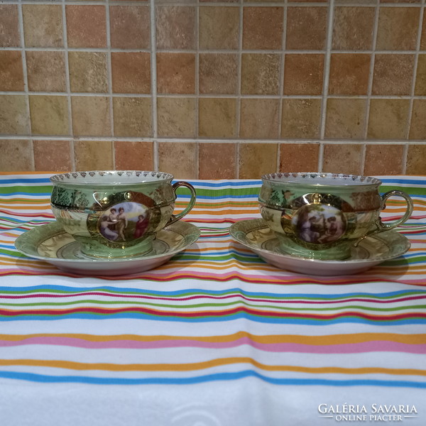 Porcelain antique chandelier cups with coasters