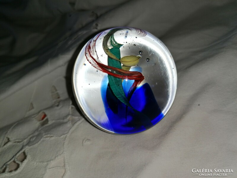 Spherical, colored glass table decoration, letter weight