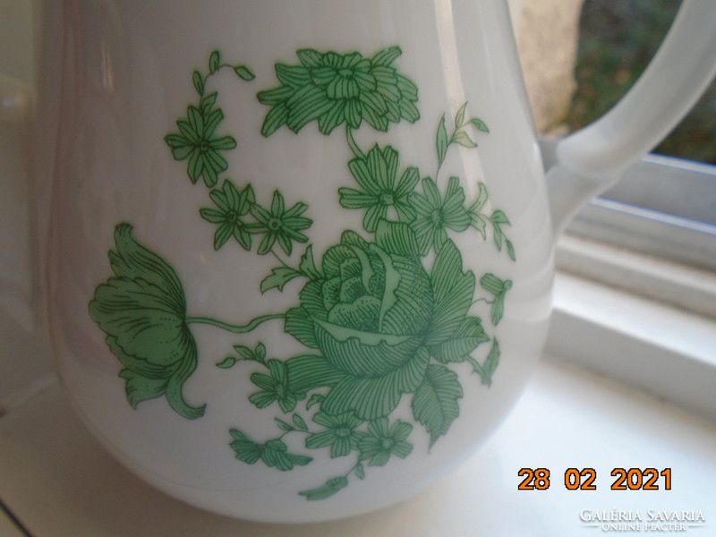 Antik cseh TK Thun zöld rózsa mintás. dombor kosár mintás kávés kiöntő