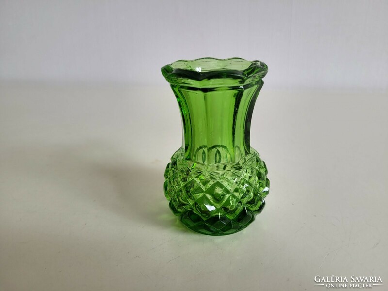Old glass vase green small vase