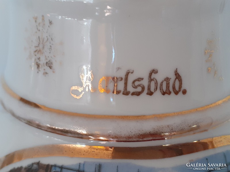 Old porcelain jug Karlsbad medicinal water spout Karlsbad spa scenic souvenir