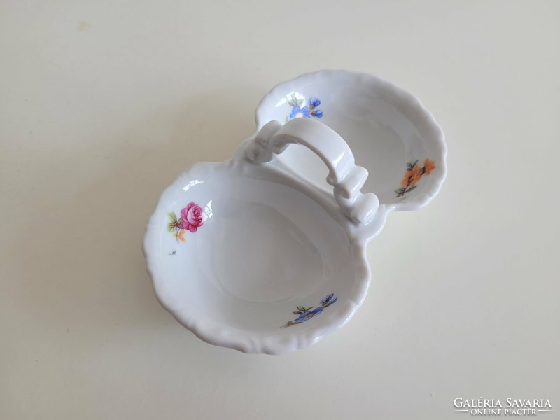 Old Zsolnay porcelain salt shaker with floral spiced table salt and pepper dispenser