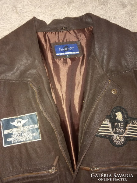 Top Gun filmből ismert repülős bőrdzseki Hi Buxter Brown Black Real Leather Jacket