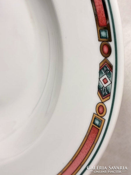 Alföld porcelain deep plate, second half of the 20th century, decorated with stickers.