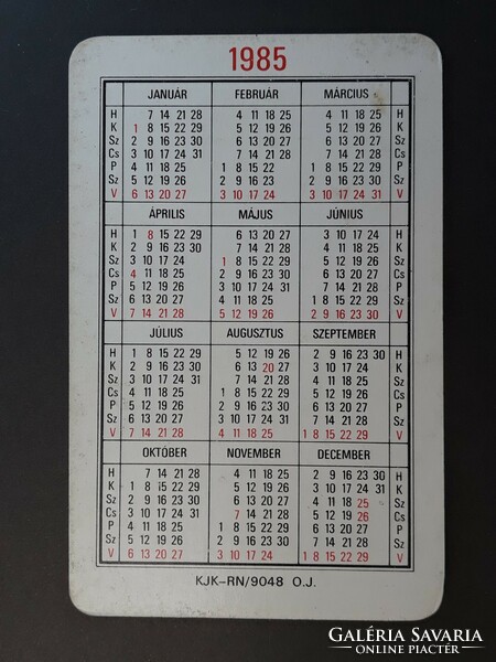 Old card calendar 1985 - watch and jewelry trading company with inscription - retro calendar