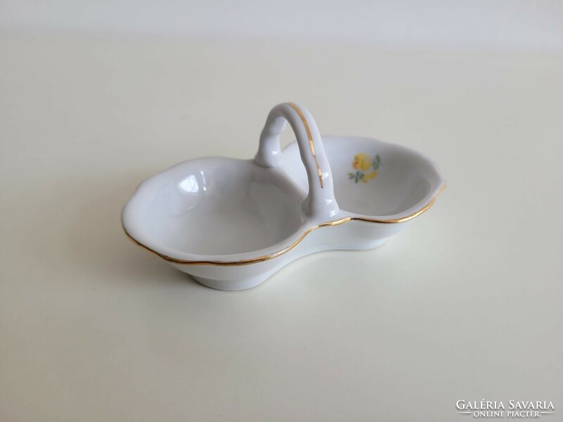 Régi Zsolnay porcelán sótartó virágos fűszeres asztali só bors kínáló