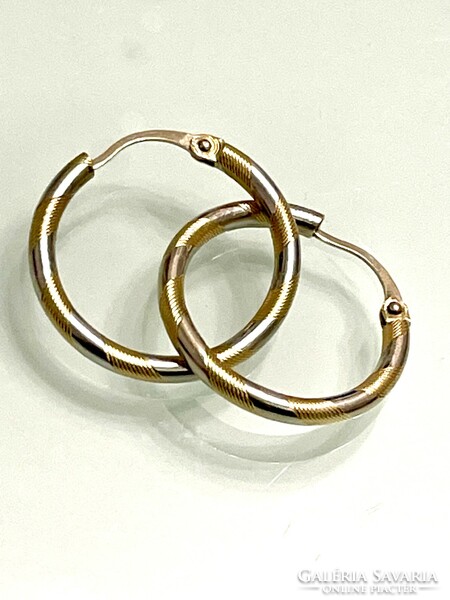 14K gold hoop earrings (yellow and white)