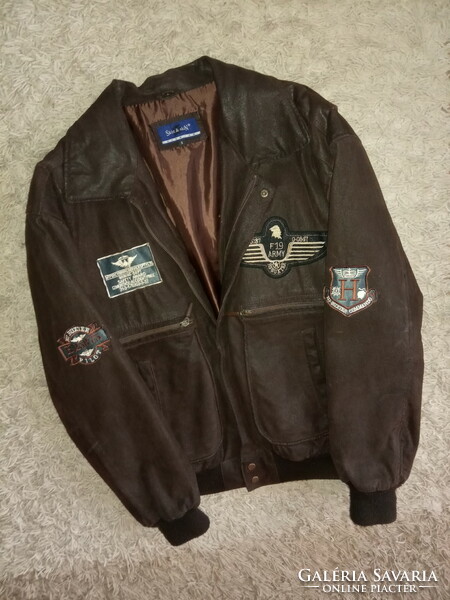 Top Gun filmből ismert repülős bőrdzseki Hi Buxter Brown Black Real Leather Jacket