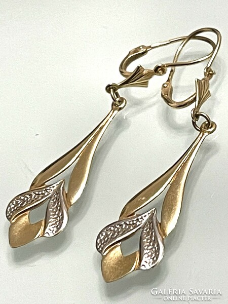 14K gold dangle earrings (yellow and white)