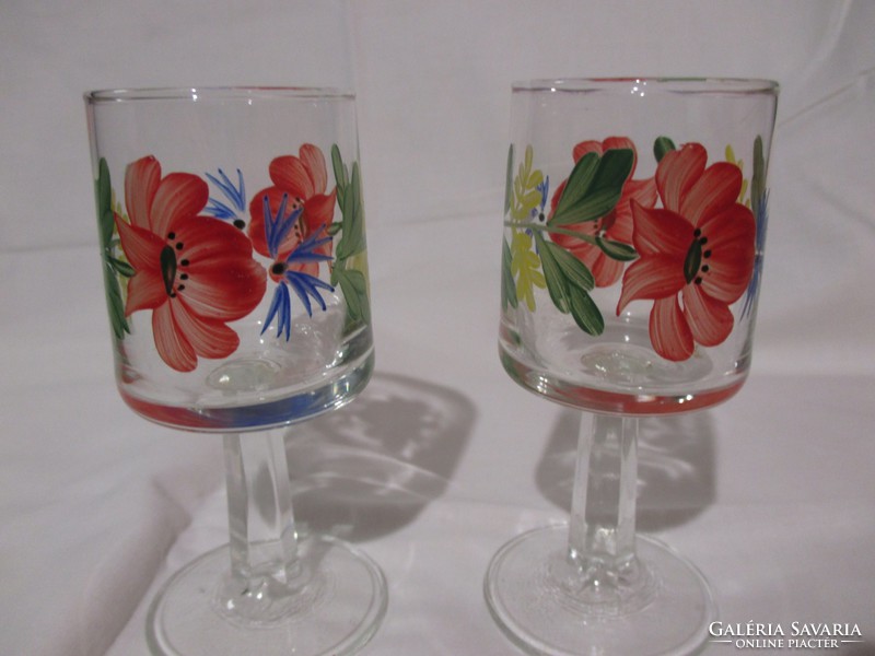 6 Poppy-cornflower stemmed liqueur glasses
