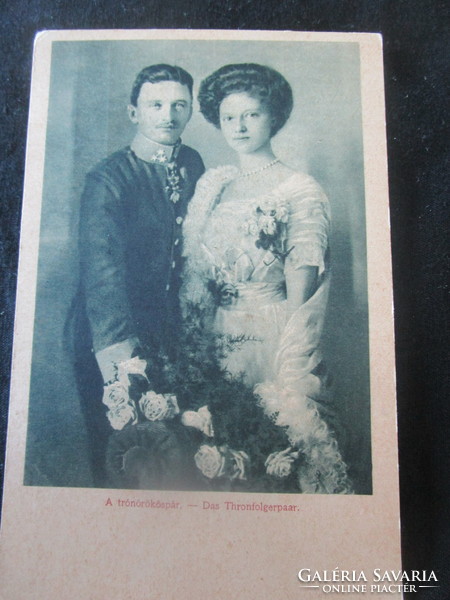 1914 Habsburg heir to the throne couple, later Hungarian king IV. Károly + Zita era photo photo sheet