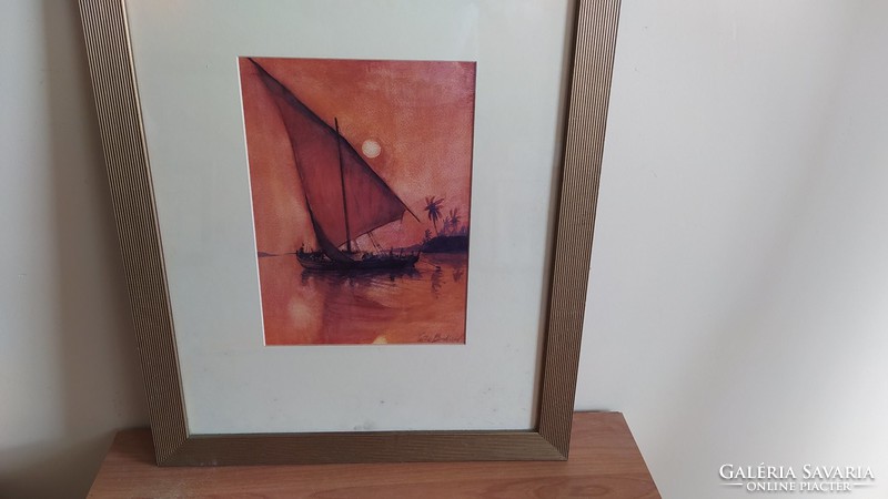 (K) level painting (bradford?) Ship with frame 51x63 cm