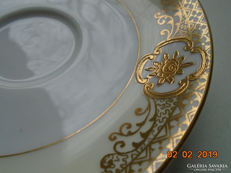 1920 NORITAKE luxus japán Art Deco aranybrokát virágkosár mintás újszerű csokoládés csésze alátéttel