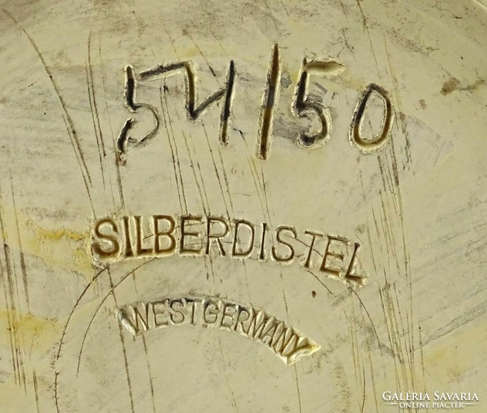 1L920 Hatalmas Craquelle mázas Silberdistel kerámia padlóváza 52 cm ~1950