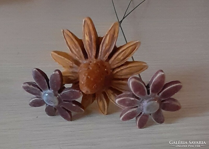 3 Strands of brown-purple ceramic flowers