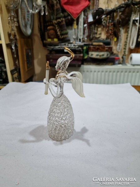 Iparmüvészeti üveg angyal figura