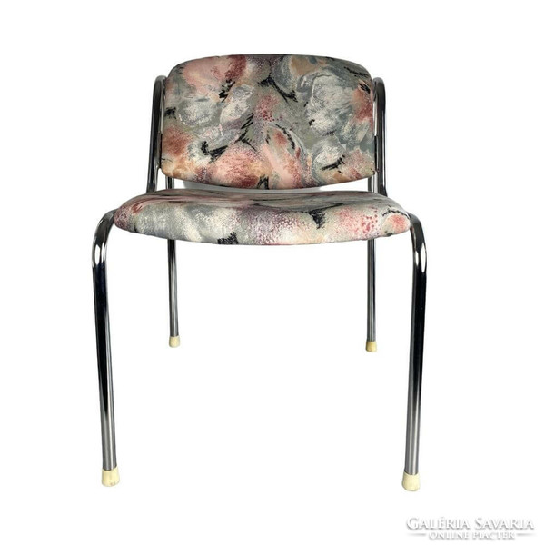 Déva-dodo chrome chair renovated with new retro pastel velvet fabric
