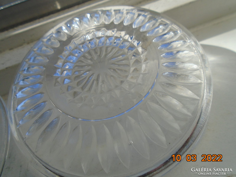 Engraved polished rosette thick glass bowl 2 pcs