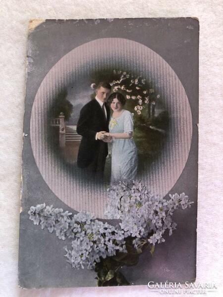 Antik, régi romantikus képeslap - 1915                         -5.