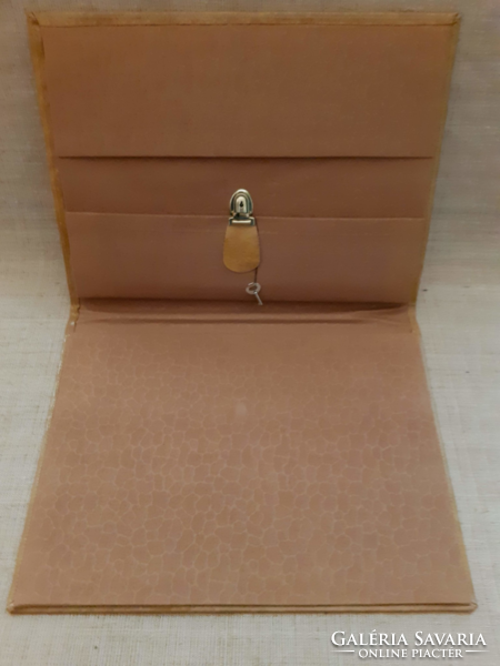 Hand-made printed patterned file with canvas lining and small lockable key compartment