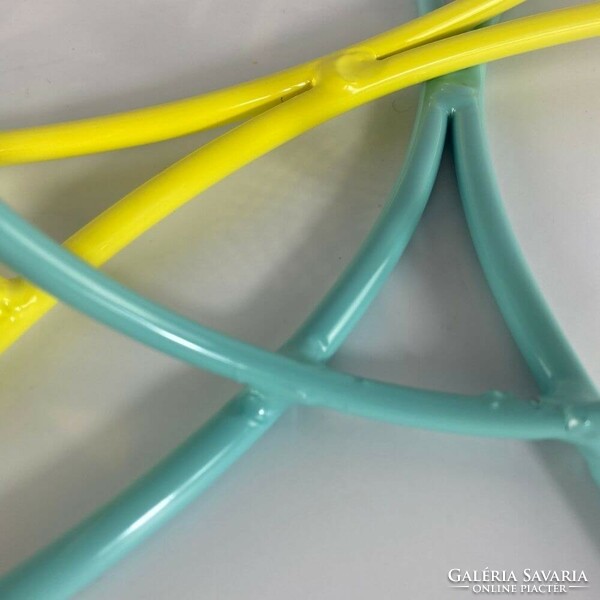 Retro pastel turquoise - yellow flower pots, wall plant holder