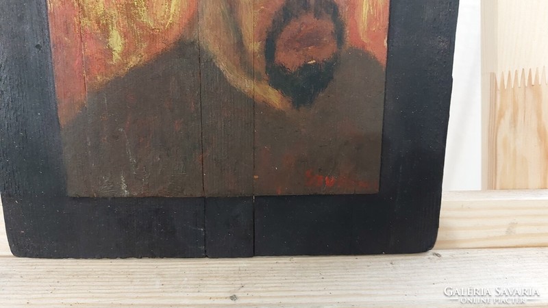(K) Szuromi jelzéssel érdekes portré festmény 33x21 cm kerettel