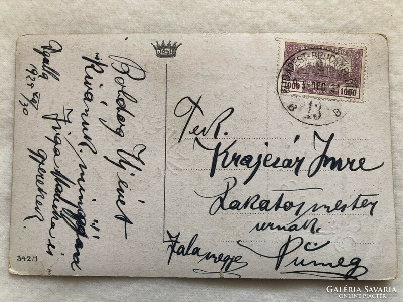 Antik ezüstözött  Újévi  képeslap  - 1925                                                 -5.