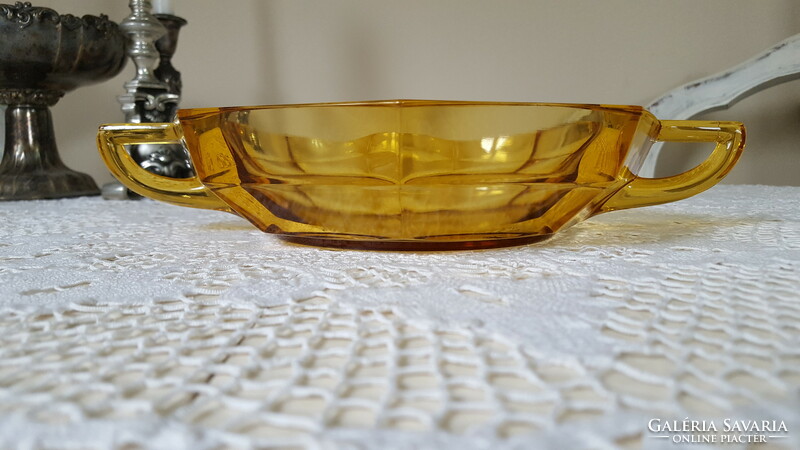 Beautiful amber-colored thick glass centerpiece, offering