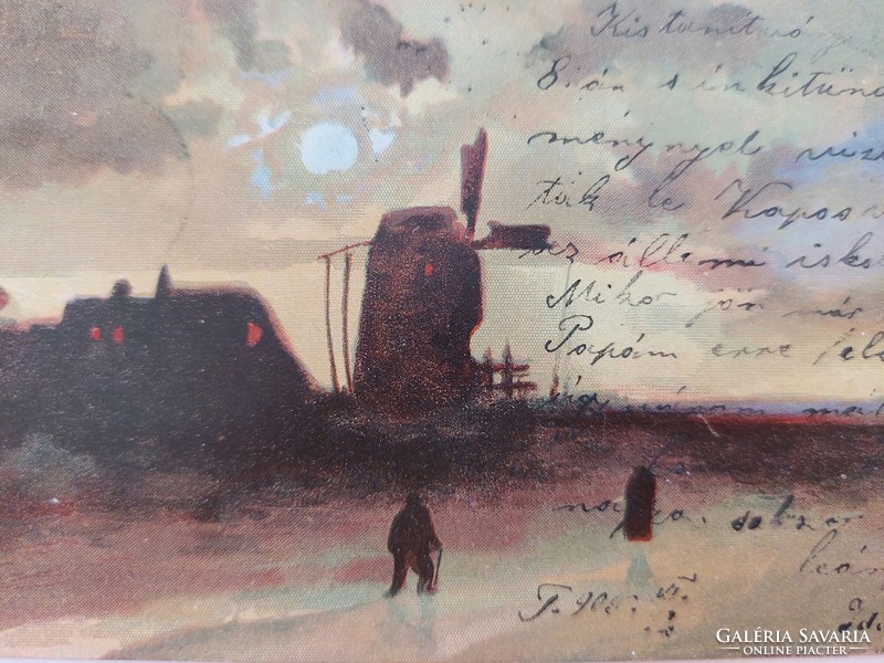 Régi képeslap 1905 levelezőlap tájkép malom