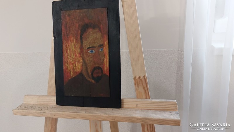 (K) Szuromi jelzéssel érdekes portré festmény 33x21 cm kerettel