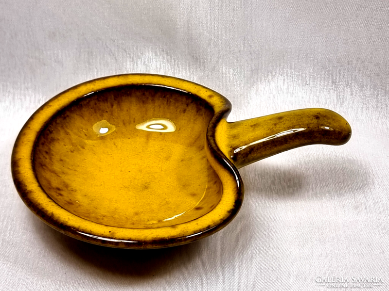 Wilhelm&elly kuch painted yellow glazed ceramic bowl/drinker?, second half of the 20th century.