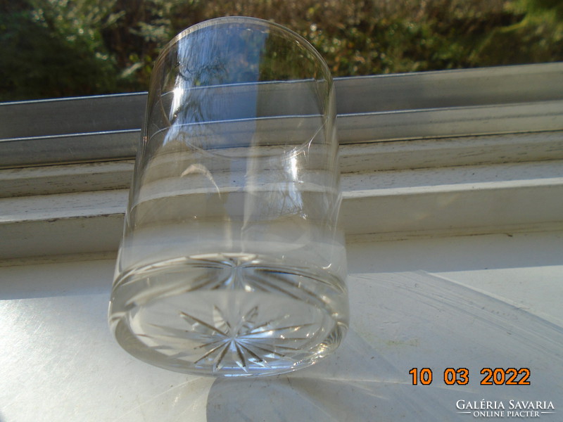 Old glass with engraved polished rosette base