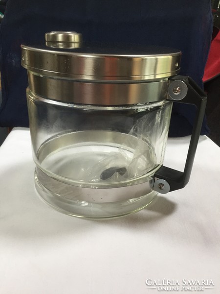 Stainless metal and thick glass spout, teapot